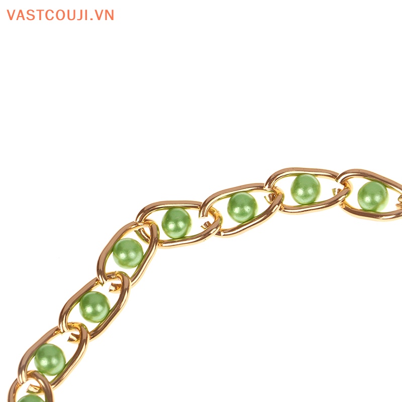 Phụ Kiện Dây Xích Kim Loại Đính Hạt Ngọc Trai Trang Trí Đầm Nữ VASTJI