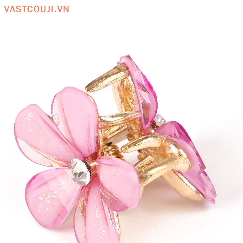 Bộ 5 Kẹp Tóc 2cm Màu Xanh Dương / Tím / Trắng Họa Tiết Hoa Xinh Xắn Thời Trang Cho Nữ