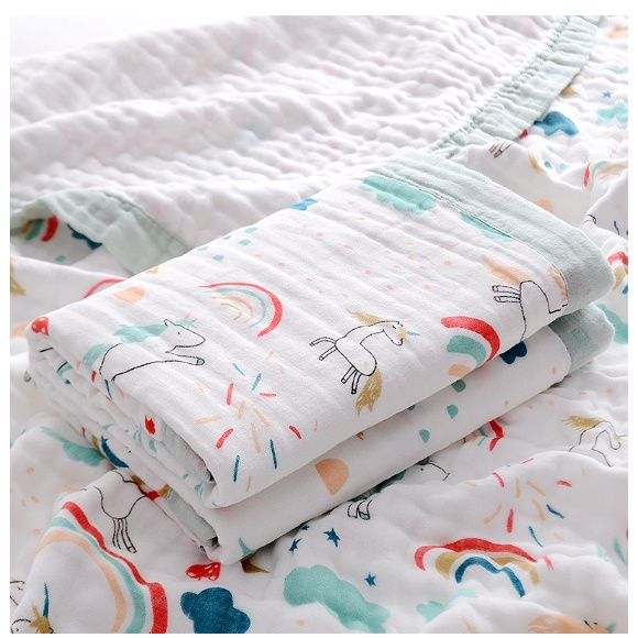 Khăn xô 6 lớp sợi tre không viền khăn tắm mềm mại cho bé sơ sinh size lớn 110 x 110 cm