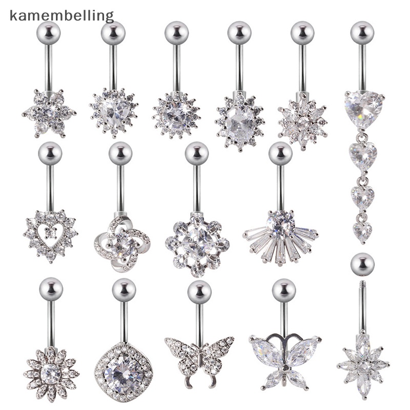 Khuyên RốN HìNh Hoa BướM ĐíNh Đá BằNg ThéP Không Gỉ