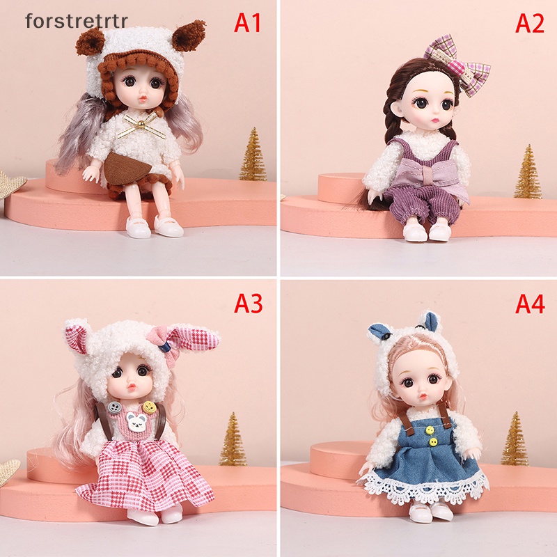 Búp Bê Đồ Chơi Mini 16cm Có Khớp Cử Động Kèm Quần Áo Xinh Xắn Cho Bé Gái