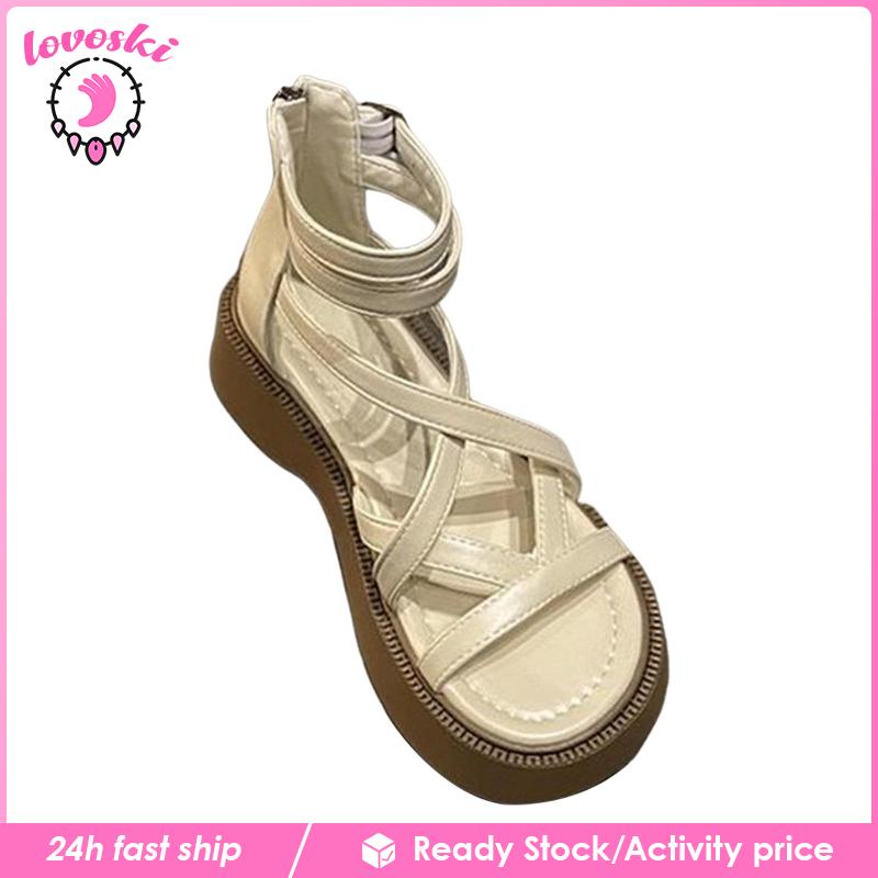 [Lovoski] Xăng đan Hở Ngón Đế Xuồng Có Khóa Điều Chỉnh Thoải Mái Cho Nữ