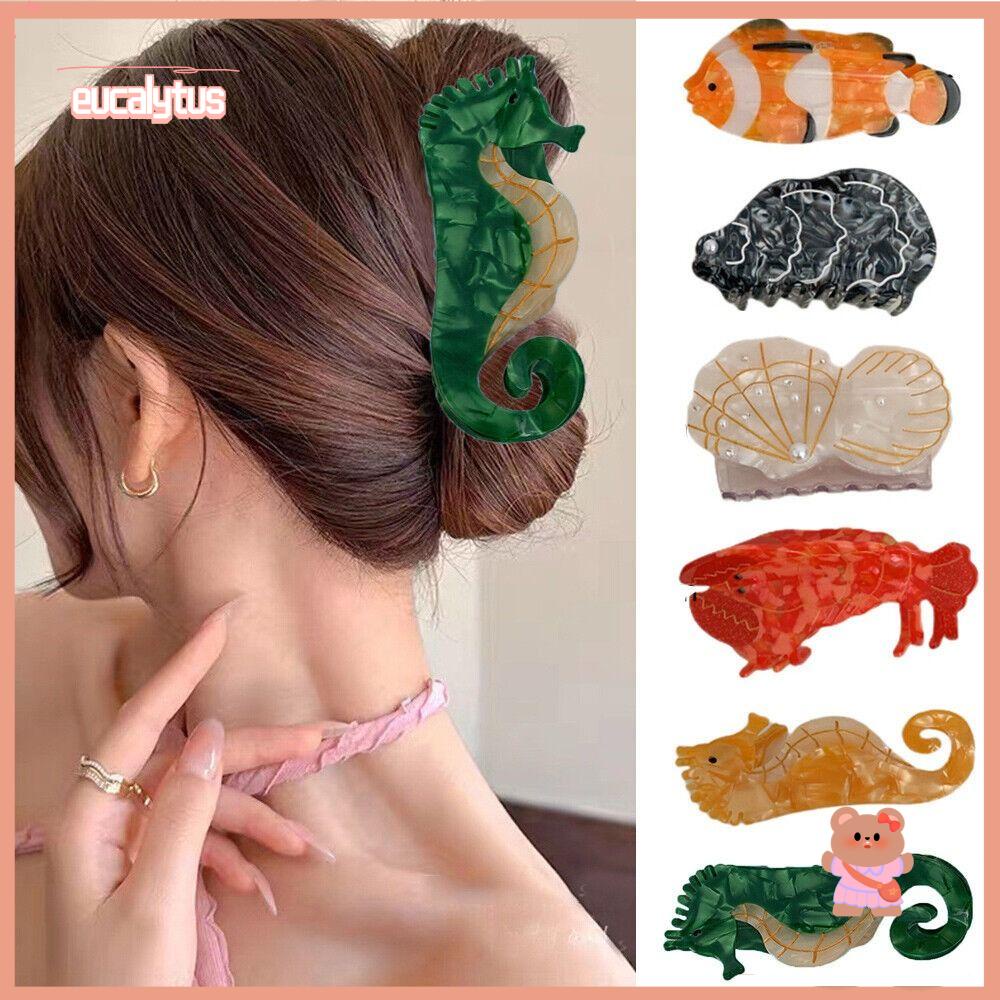 Eutus Kẹp Tóc Móng Vuốt Cá Mập Biển Hình Học Acrylic Sáng Tạo Dòng Sinh Học Dùng Hàng Ngày