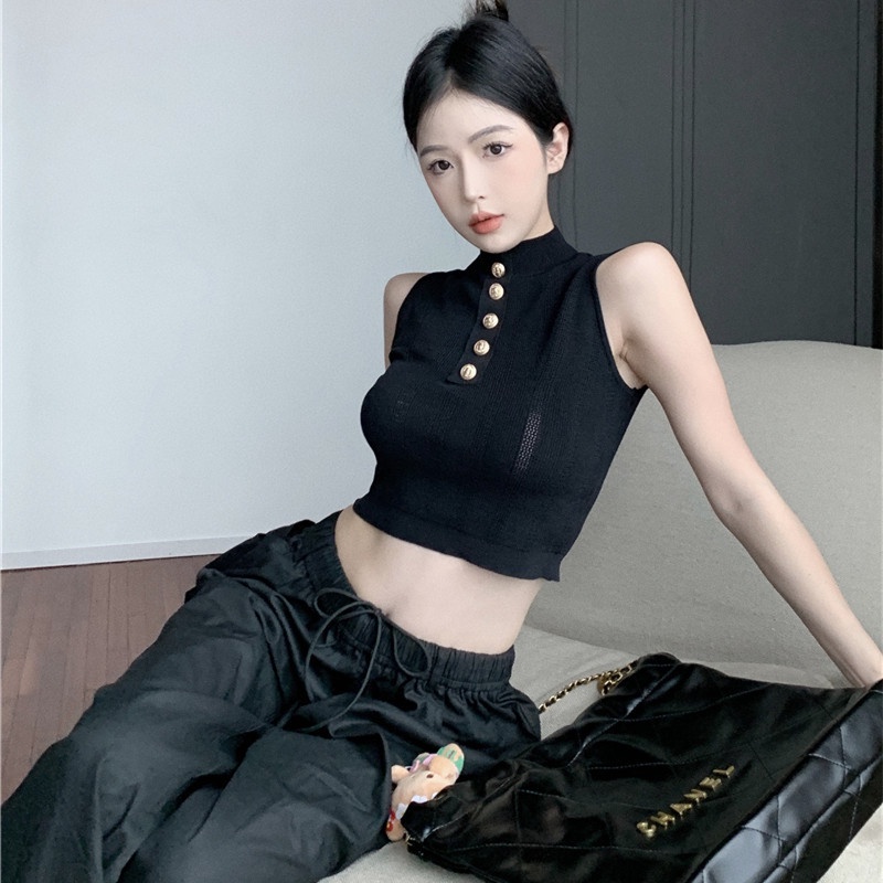 Áo Dệt Kim Sát Nách Cổ Lọ Thời Trang Mùa Hè