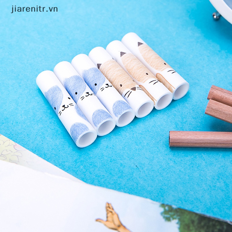 Set 6 Nắp Đậy Bút Chì Hình Mèo Dễ Thương Phong Cách Hàn Quốc