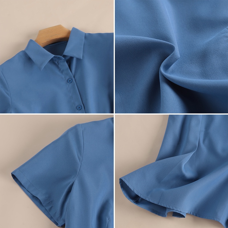 ZANZEA Đầm Denim Ngắn Tay Cổ Vuông Thời Trang Nữ