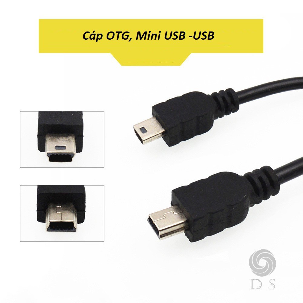 Cáp OTG đầu vuông Mini USB to USB. Cáp cắm USB ô tô