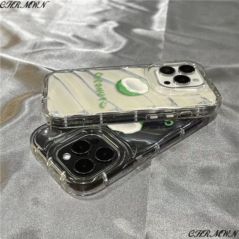 Ốp Điện Thoại Mềm Trong Suốt Họa Tiết Trái Dừa Dễ Thương Cho iPhone14promax 1312 / 11 7 / 8plus xr / sins L6IQ