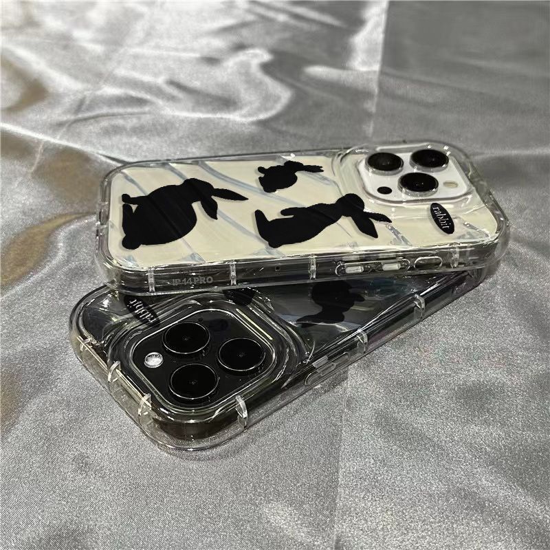 Ốp Điện Thoại Dẻo Trong Suốt Họa Tiết Chú Thỏ Đen Dễ Thương Cho iPhone14promax xr 460B 8 1312 / 11plus 7sins / / 14