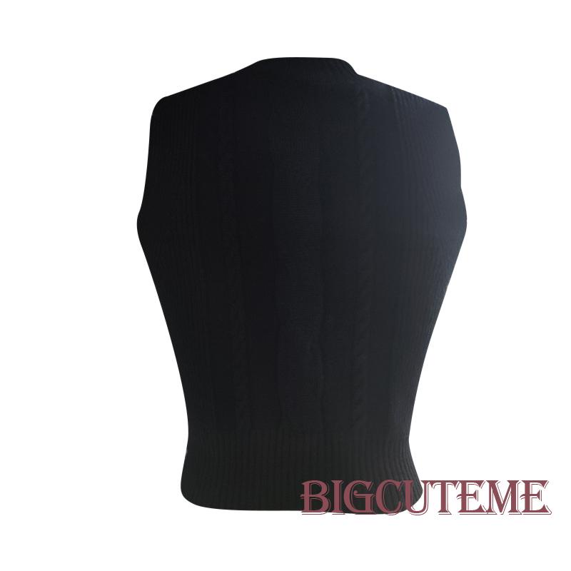 [] - Áo Tank Top Dệt Kim Không Tay Ôm Dáng Màu Trơn Cổ Tròn Buộc Dây Chéo Mùa Hè Đường Phố Cho Nữ