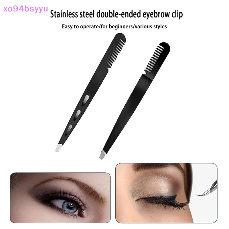 Nhíp 2 Trong 1 Xo94Bsyu Chất Liệu Thép Không Gỉ Kèm Lược Chải Lông Mi