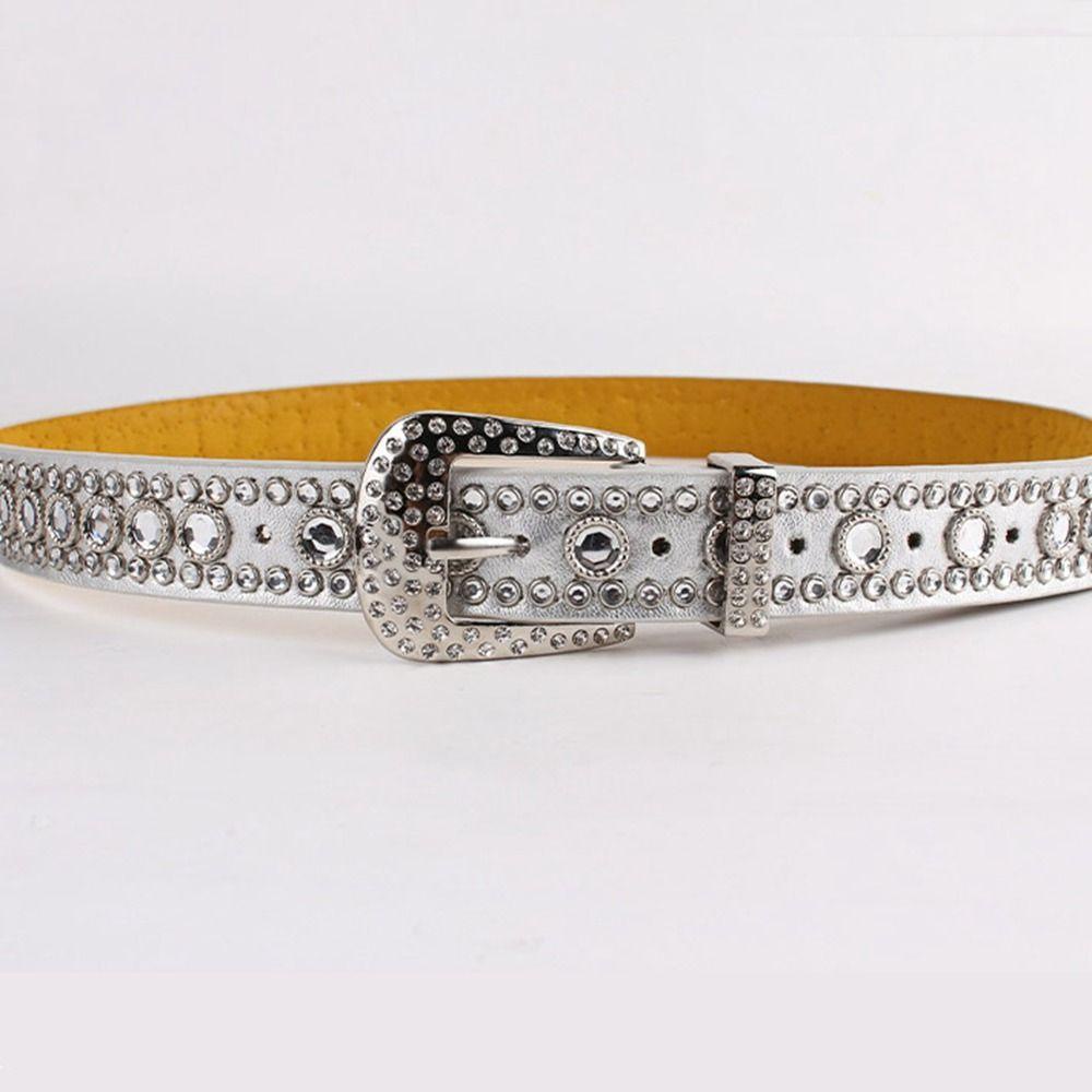 MIQUEL Thắt Lưng Da PU Có Khóa Gài Màu Bạc Thời Trang Cho Nam Và Nữ