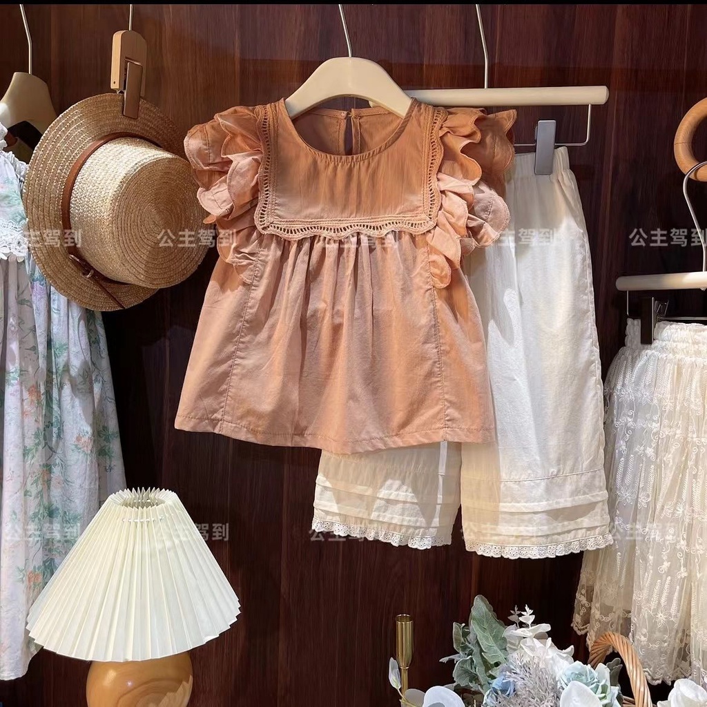 Hàng Có Sẵn Áo Sơ Mi Cotton Thoáng Khí Tay Bay Phong Cách Nhật Bản Hàn Quốc Thời Trang Mùa Hè 2023 Mới Cho Bé Gái