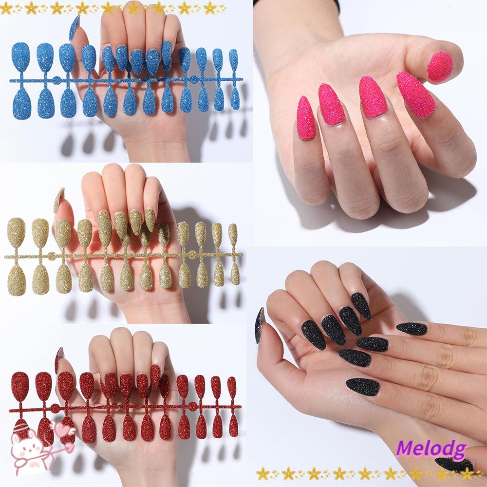 MELODG Bộ 24 Móng Tay Giả Trang Trí Nghệ Thuật Thiết Kế Mới Cho Nữ