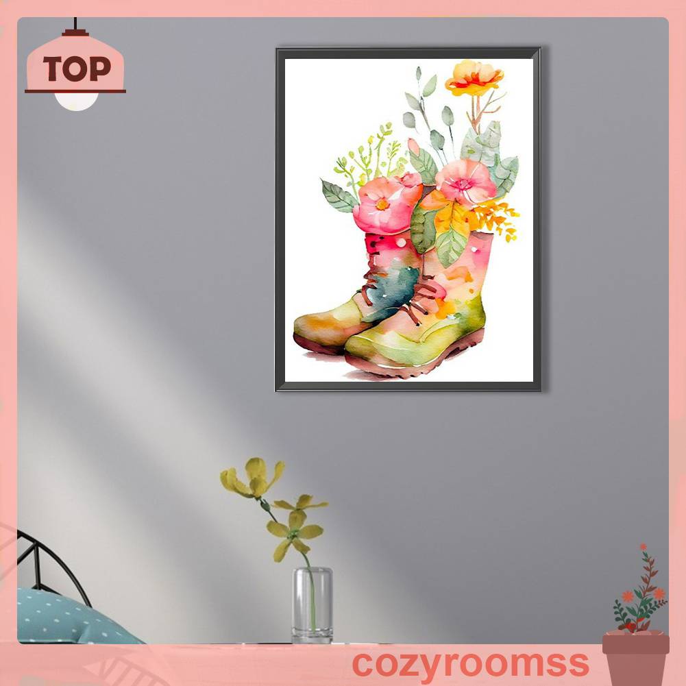 Bộ Tranh Đính Đá 5D Họa Tiết Hoa Xinh Xắn Độc Đáo DIY Dùng Trang Trí Nhà Cửa