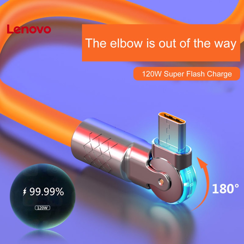 Dây Cáp Sạc Nhanh 1m Công Suất Cao Xoay 180 Độ Có Đèn 120W 6A Type-C Cho Điện Thoại