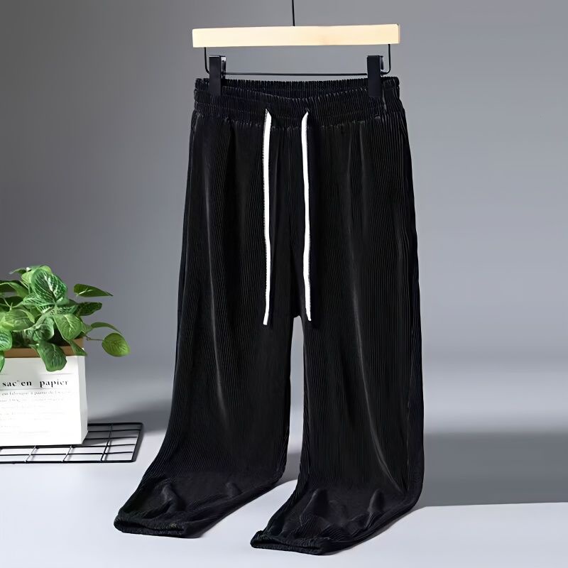 Quần Jogger Lưng Thun Co Giãn Bằng Lụa Lạnh Màu Xám Cỡ Lớn 50-150KG 10XL 9XL Phong Cách Hip Hop Thời Trang Cho Nam