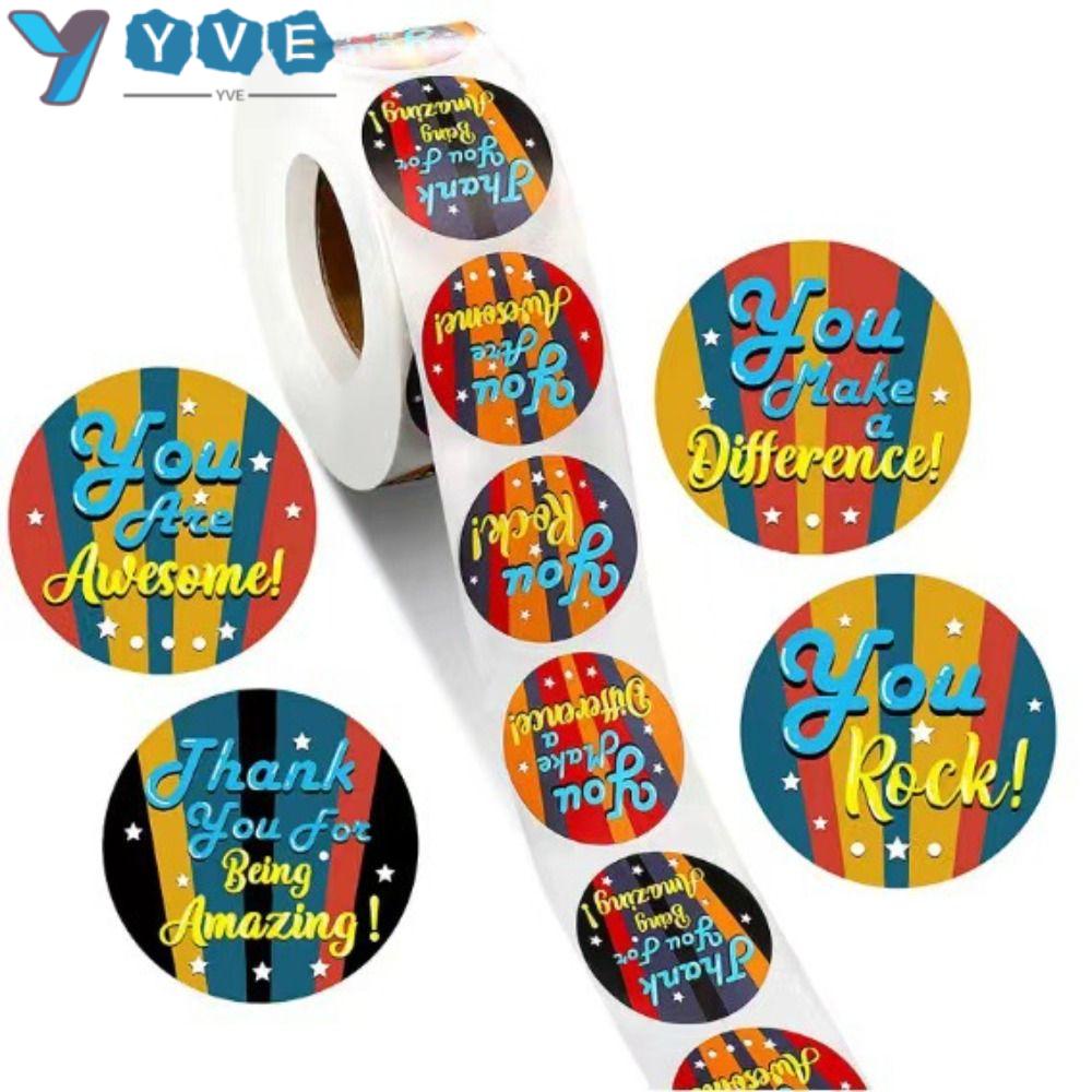 YVE Cuộn 1000 Miếng Dán Tự Dính 1.5 Inch In Chữ Thank You Trang Trí Đa Ứng Dụng
