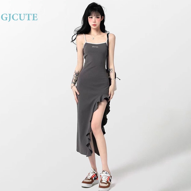 Đầm Midi Hai Dây Mùa Hè Phong Cách Retro Đơn Giản Cho Nữ WTD