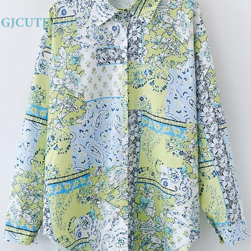 Áo Sơ Mi Tay Dài Dáng Rộng In Họa Tiết Hoa Thời Trang Mùa Hè Xinh Xắn Cho Nữ