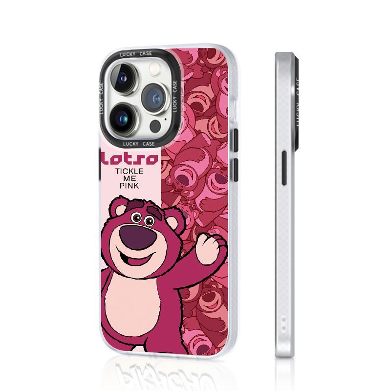 Ốp Điện Thoại IMD Màu Laser Hình Gấu Hồng Cho Iphonexr12678Plus 1314 promax