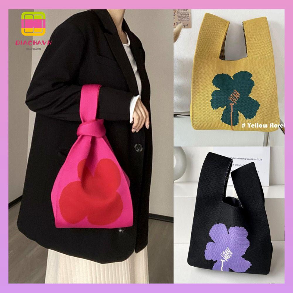 DIACHAVN Túi Xách Đan Len Thủ Công Thắt Nút Dễ Thương Cho Bạn Gái