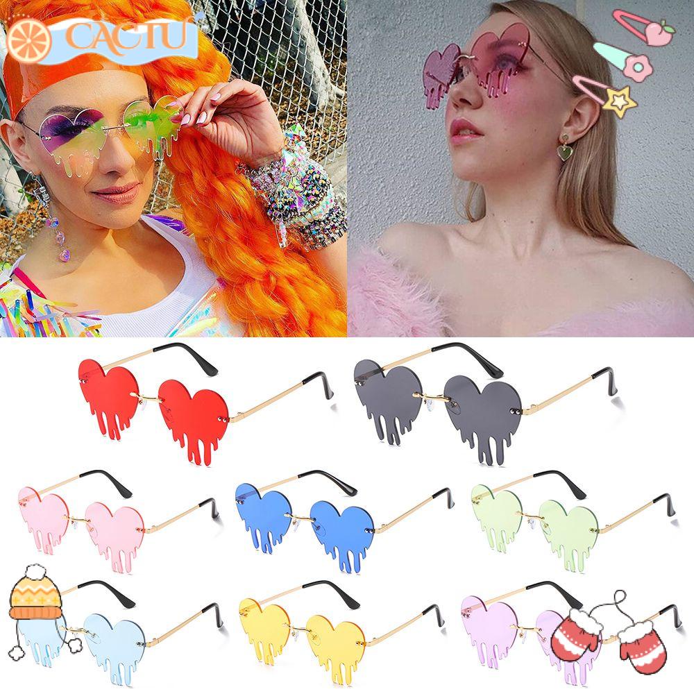 CACTU Kính Mát Hình Trái Tim Không Viền Chống Tia UV400