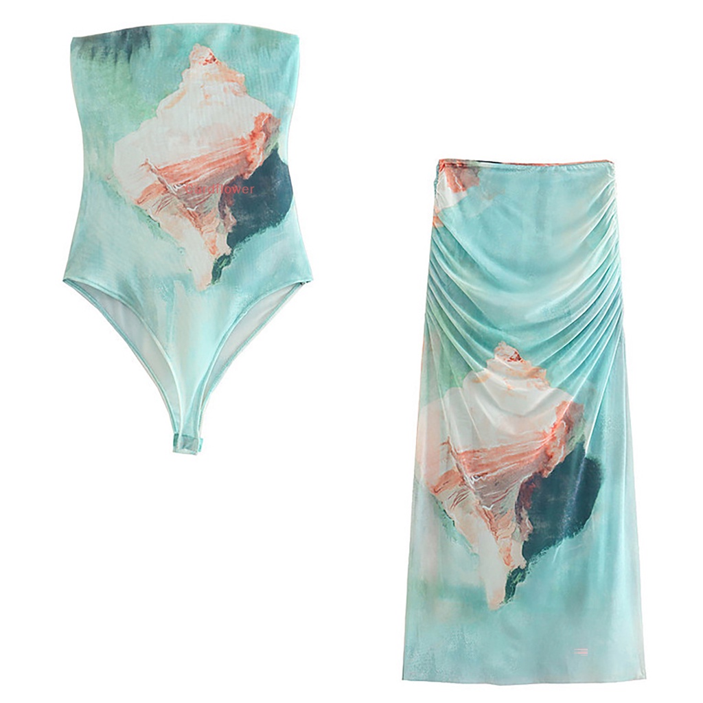 Bộ Trang Phục 2 Mảnh Gồm Áo Ống + Chân Váy Tulle Lưng Thun Thời Trang Cho Nữ Mới