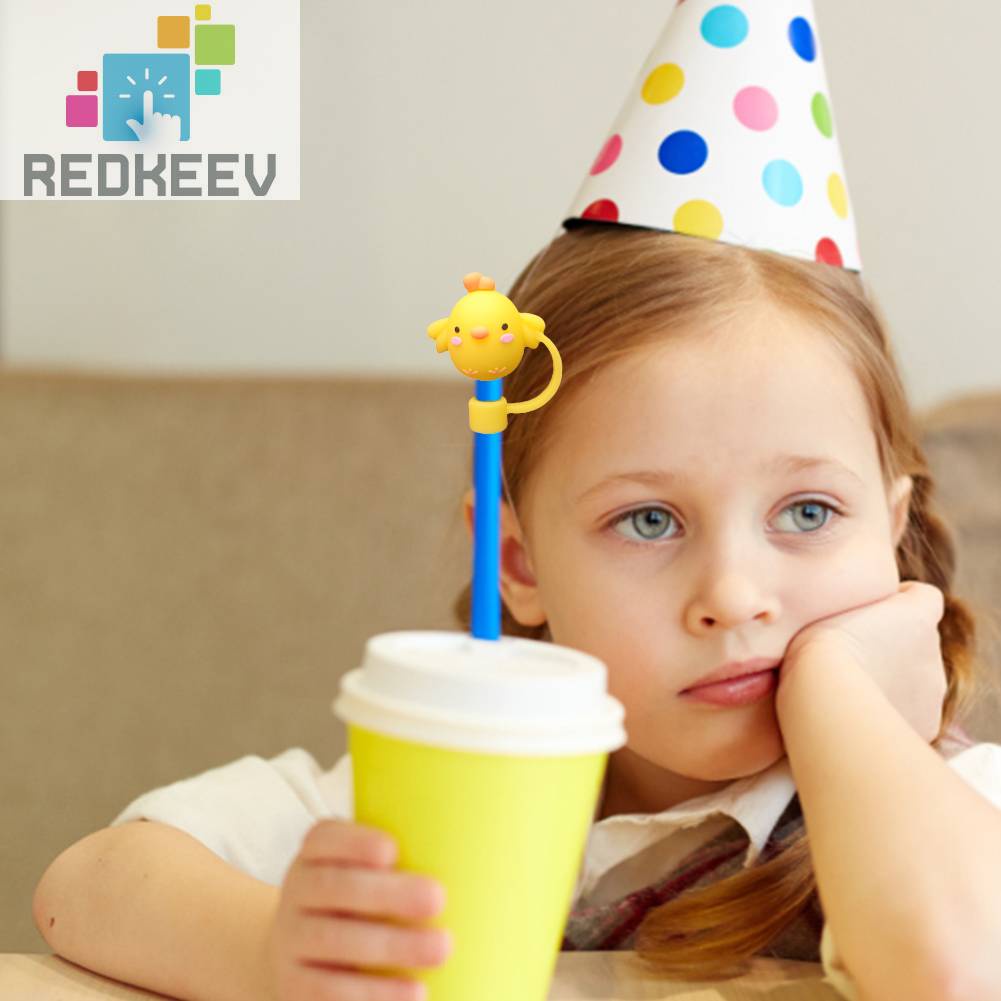 Nắp Đậy Ống Hút Bằng Silicon Họa Tiết Hoạt Hình Dễ Thương Kích Thước 6-8mm