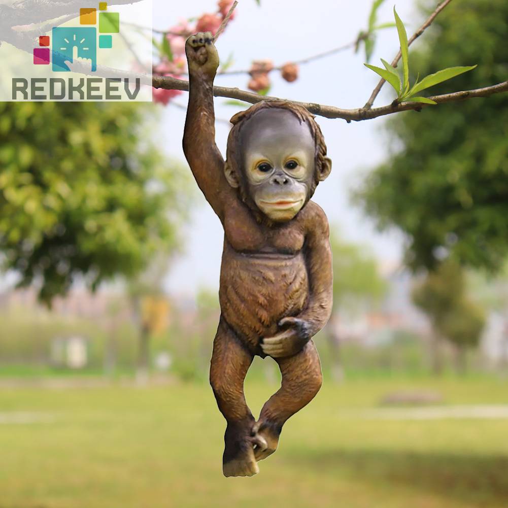 Tượng Khỉ Mini Bằng Nhựa Resin Trang Trí Sân Vườn