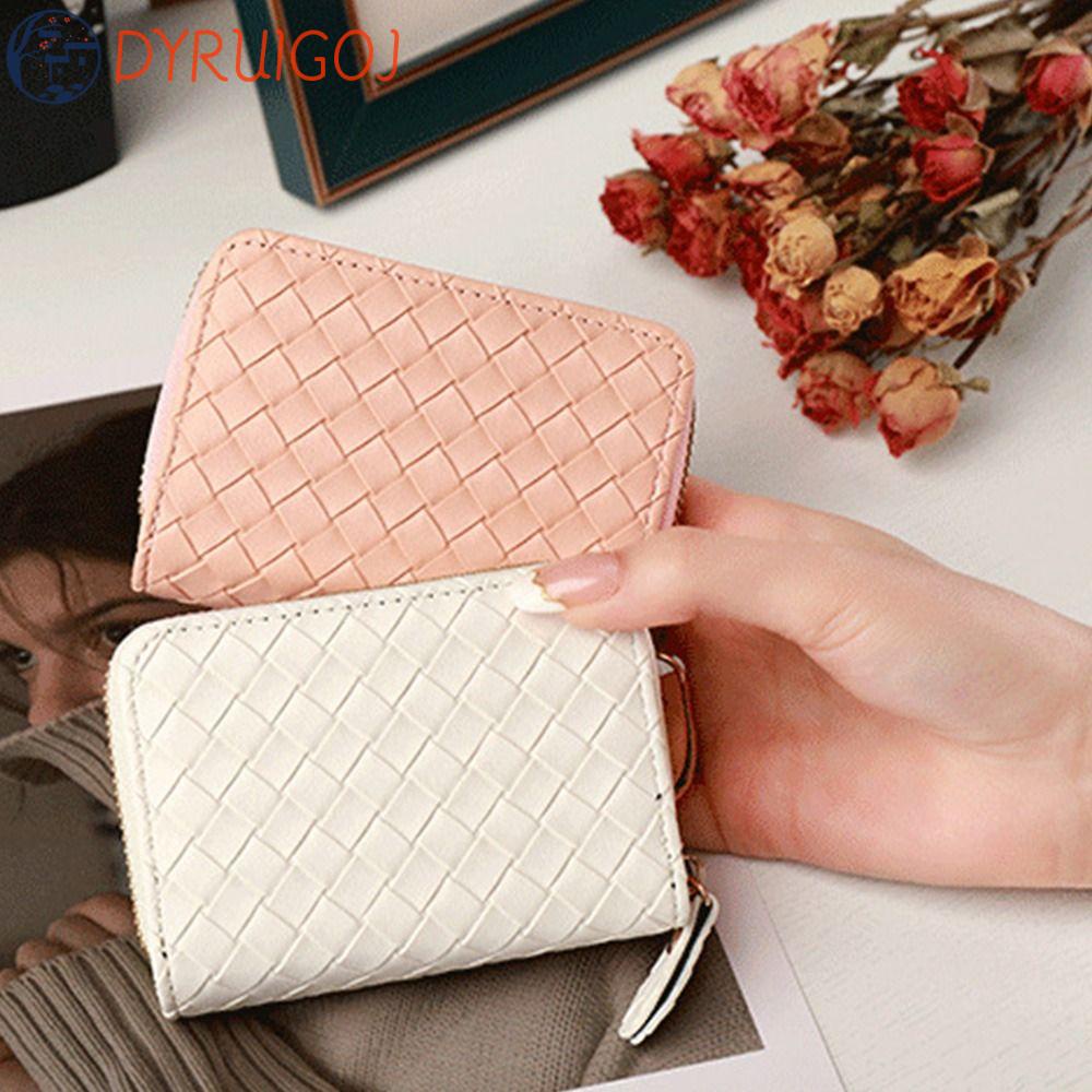 Túi Da PU Dệt Màu Trơn Đựng Thẻ / Bằng Lái Xe Tiện Dụng Cho Nữ