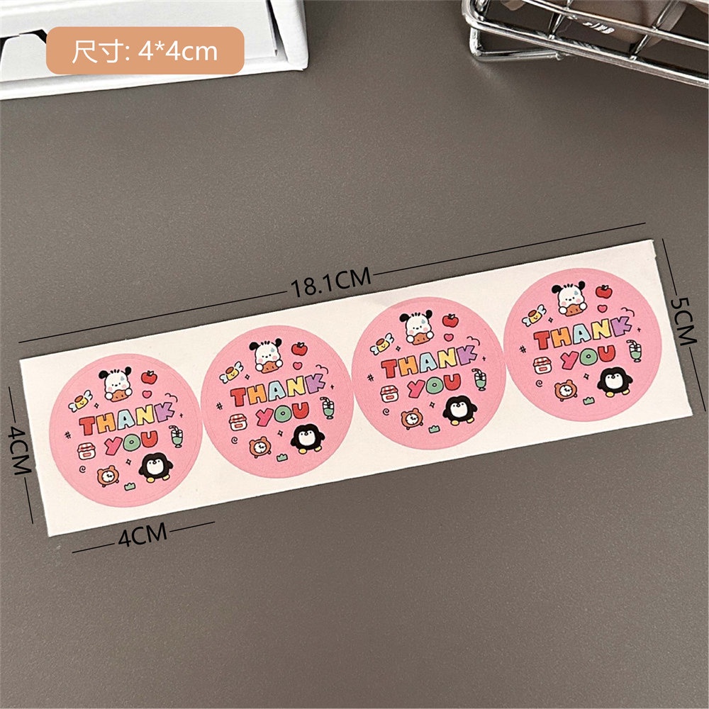 Miếng Dán Hình Tròn Họa Tiết Hoạt Hình Chú Chó Dễ Thương Chống Thấm Nước Dùng Trang Trí Gói Quà Tiện Dụng