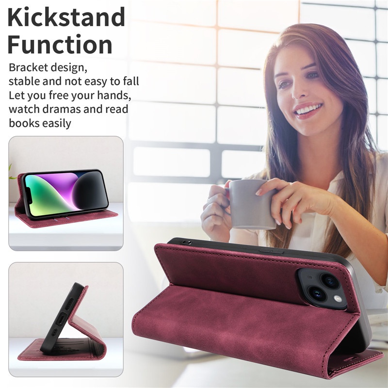 Bao Da Điện Thoại Nắp Lật Kèm Ngăn Đựng Thẻ Khóa Nam Châm Cho Samsung Samsung S23 S22 S21 FE Plus Ultra