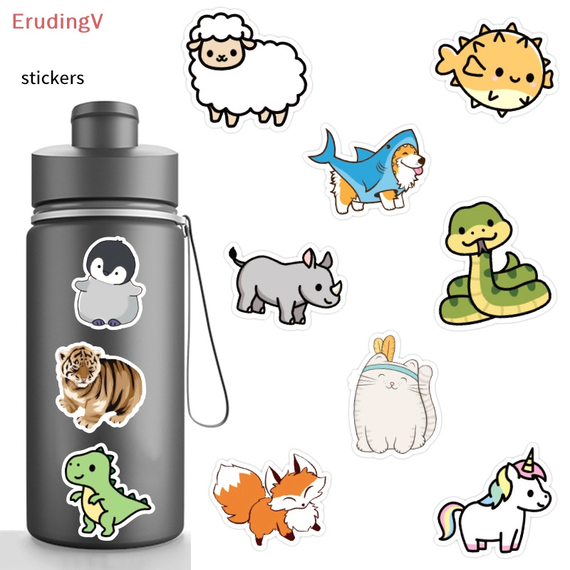 Bộ 50 Miếng Dán Hoạt Hình Động Vật Dễ Thương Trang Trí Vali / Laptop / Xe Hơi / Xe Máy