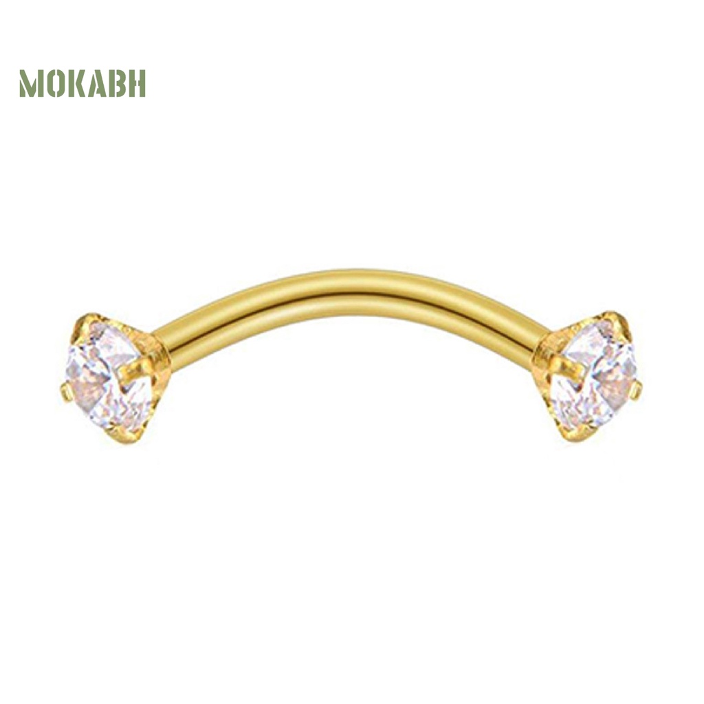 [Mok Abh] Khuyên Xỏ Lông Mày Đính Đá Zircon Bằng Thép Không Gỉ Chống Mài Mòn Cho Nữ