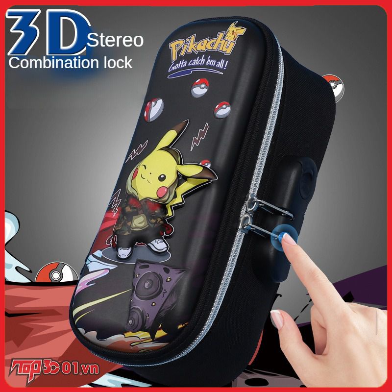 Hộp đựng Bút Pokémon Pikachu Công Suất Lớn Đa Chức Năng Chức Năng Khóa Mật Khẩu 3D Túi đựng Bút Học Sinh Túi đựng Văn Phòng Phẩm Xách Tay Cho Bé Trai Bé Gái -top3C01