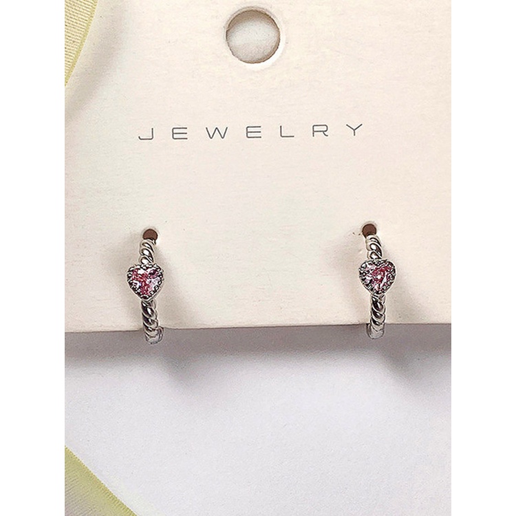 Ygt Bông Tai Zircon Hồng Hình Trái Tim Chống Dị Ứng Thời Trang Sáng Tạo Thích Hợp Làm Quà Tặng Cho Cặp