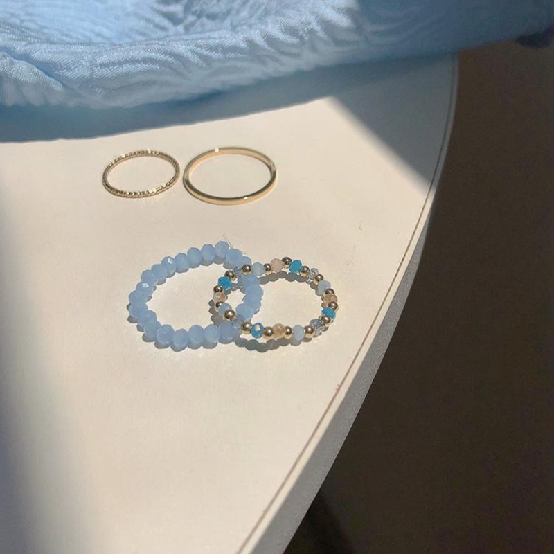 Ygt Set 4 Nhẫn Đeo Khớp Ngón Tay Co Giãn Đính Hạt Thời Trang Mùa Hè Cho Nữ