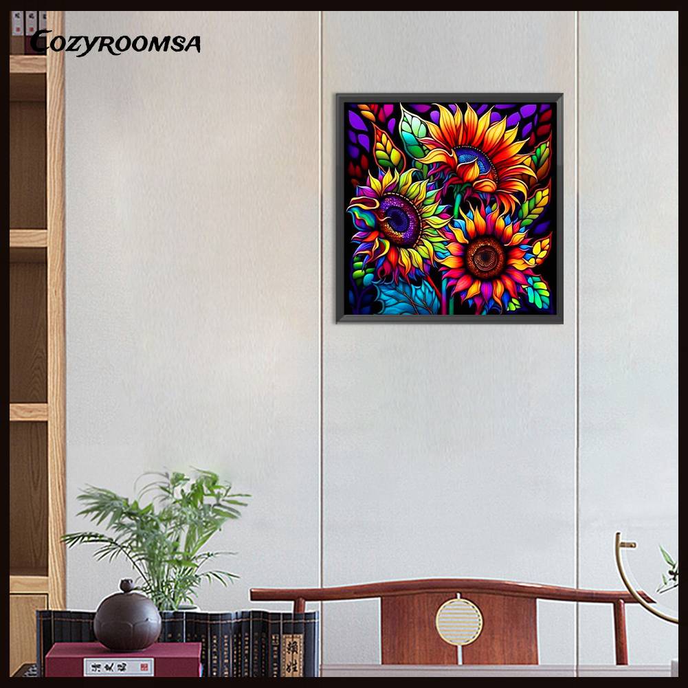 Tranh Đính Đá Kim Cương Toàn Bộ 5D DIY Hình Vẽ Hoa Hướng Dương