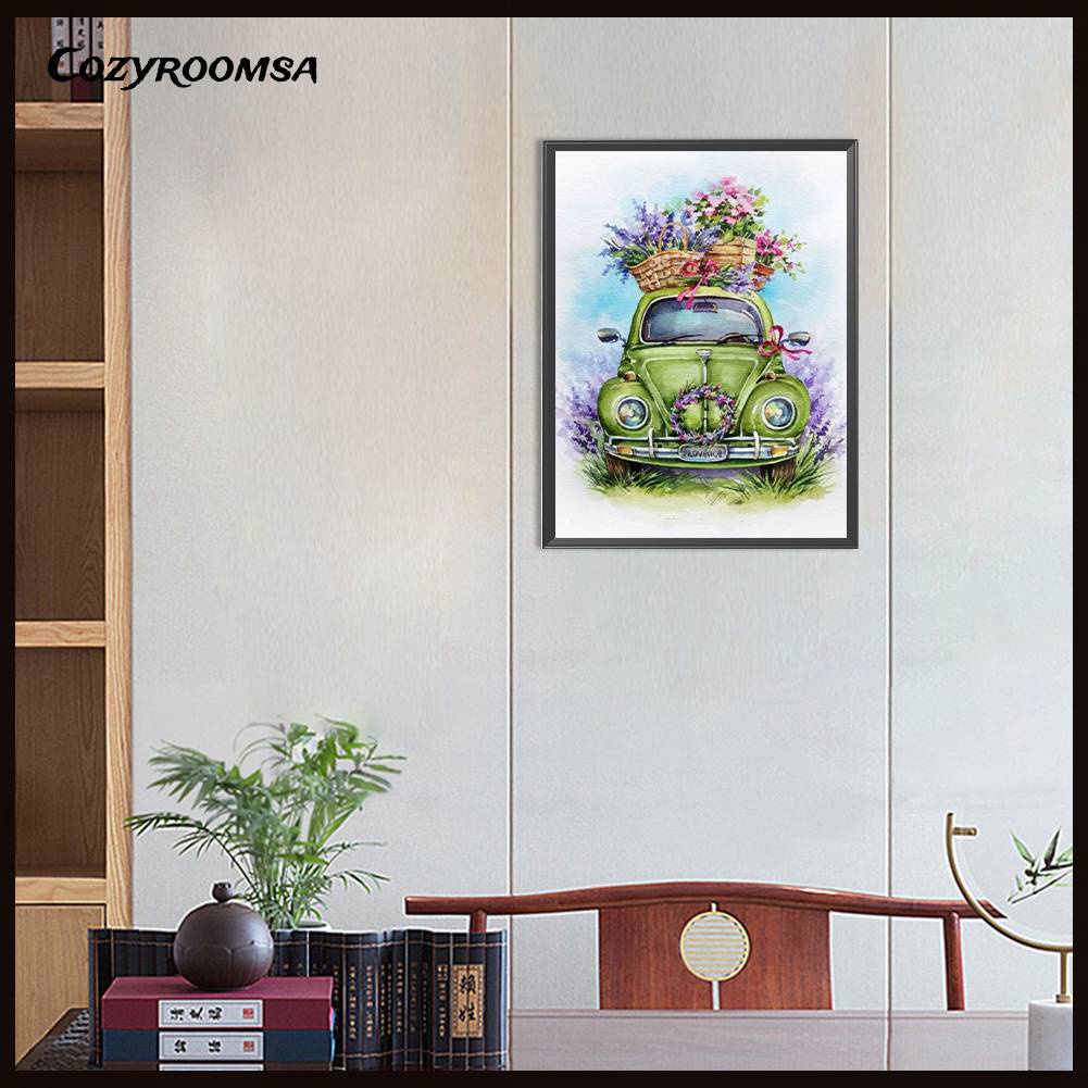 Tranh Đính Đá Kim Cương Toàn Bộ 5D DIY Hình Vẽ Hoa Trang Trí Nhà Cửa Xe Hơi