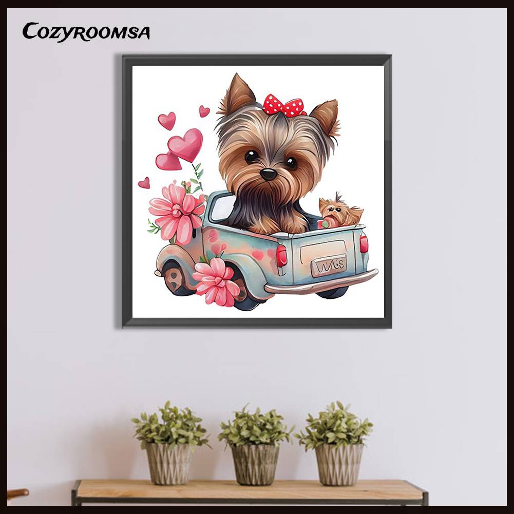 Tranh Đính Đá Kim Cương Toàn Bộ 5D DIY Hình Vẽ Chó Trang Trí Nhà Cửa