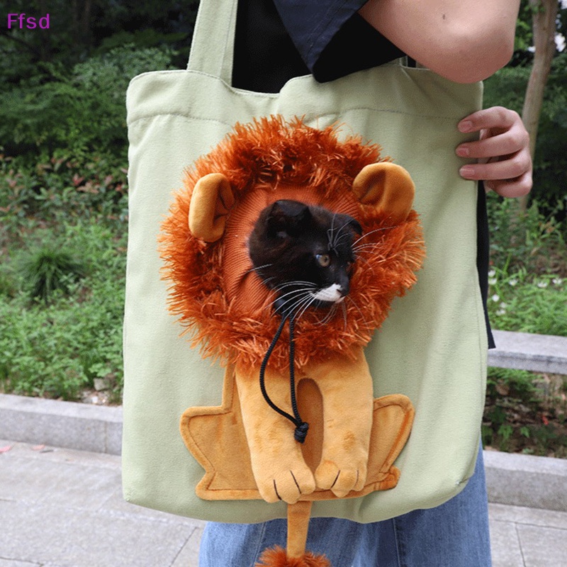 {Ffsd} Túi Đeo Vai Bằng Vải Canvas Hình Sư Tử Thoáng Khí Có Thể Lột Ra Dành Cho Chó Mèo * Bán Chạy