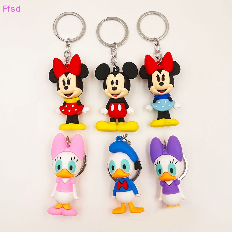 1 Móc Khóa Hình Chuột Mickey / Minnie / Gấu Pooh / Chuột Mickey Bằng Silicon Dễ Thương Cho Cặp Đôi