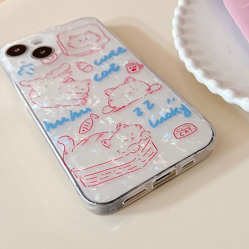 Ốp Điện Thoại TPU Dẻo Màu Laser Họa Tiết Hoạt Hình Chú Mèo Dễ Thương Chống Sốc Cho IPhone 11 12 13 14 Pro Max