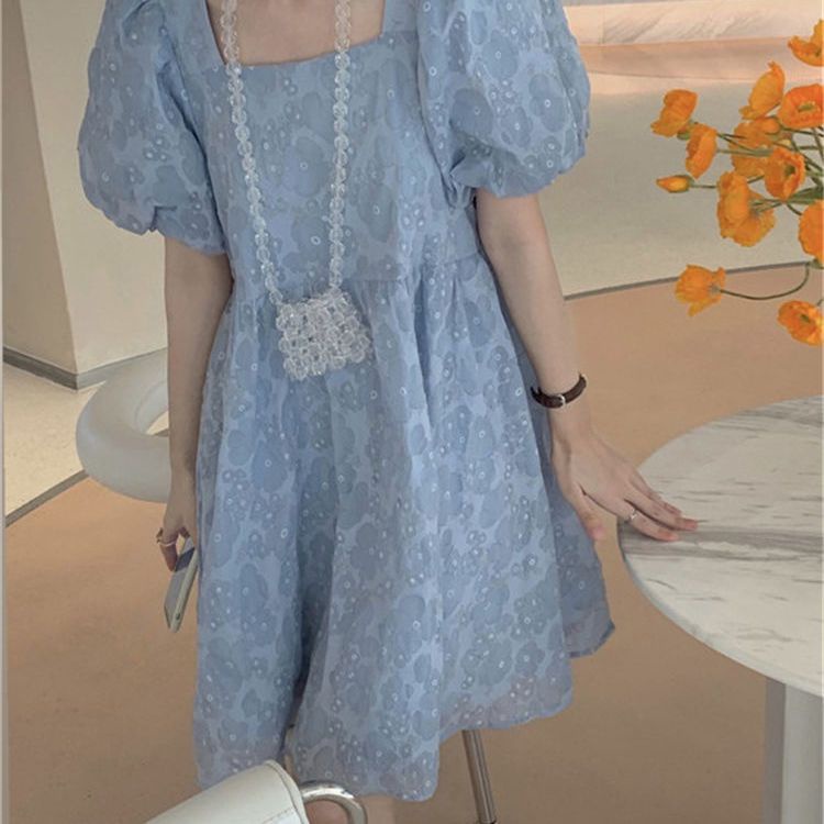 Đầm Màu Xanh Dương Thiết Kế Mới Thời Trang Mùa Hè Theo Phong Cách Pháp Cho Nữ