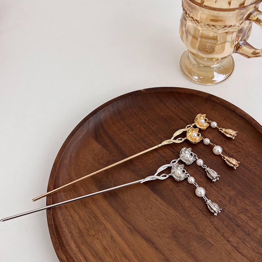 Trâm Cài Tóc Kim Loại Đính Hoa Và Tua Rua Thời Trang