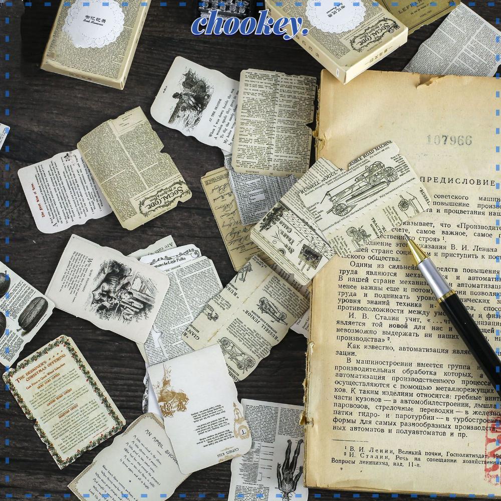 CHOOKEY Set 24 Miếng Dán Trang Trí Thủ Công Phong Cách Retro