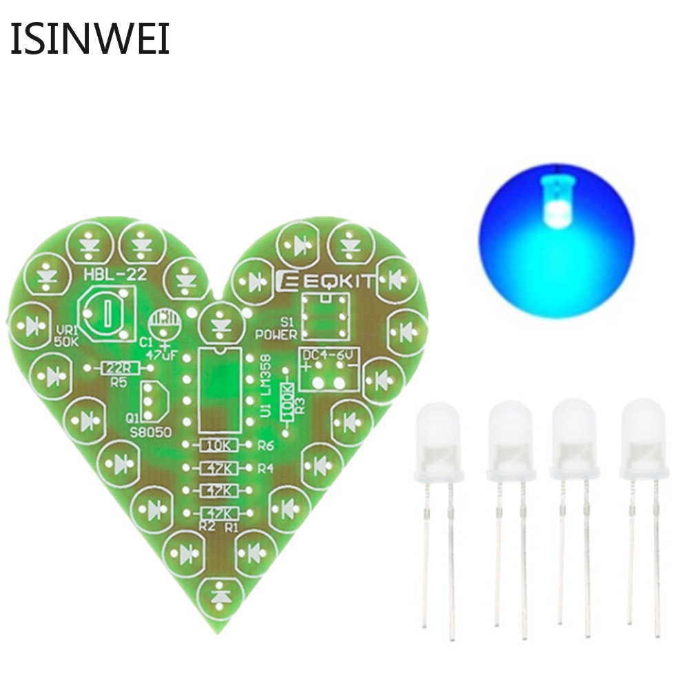 Bộ Đèn LED Hình Trái Tim Thoáng Khí Màu Đỏ Trắng Xanh Dương Xanh Lá Điện Tử Cho Phòng Thí Nghiệm