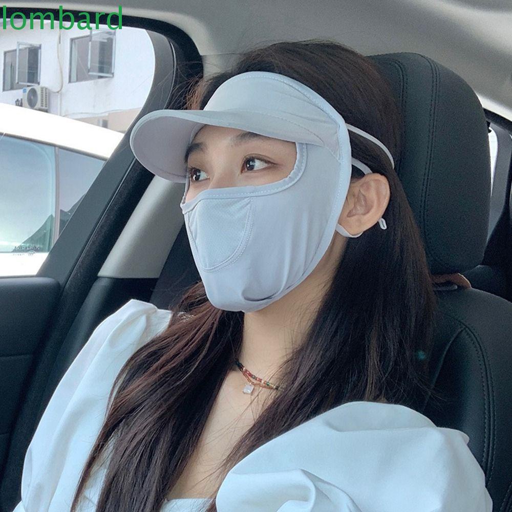 LOMBARD Khẩu Trang Chống Nắng Bằng Lụa Lạnh Màu Sắc Đơn Giản Kèm Mũ Vành Che Mắt Bảo Vệ Mắt Dùng Khi Đi Câu Cá / Đi Bộ Đường Dài Chống Tia