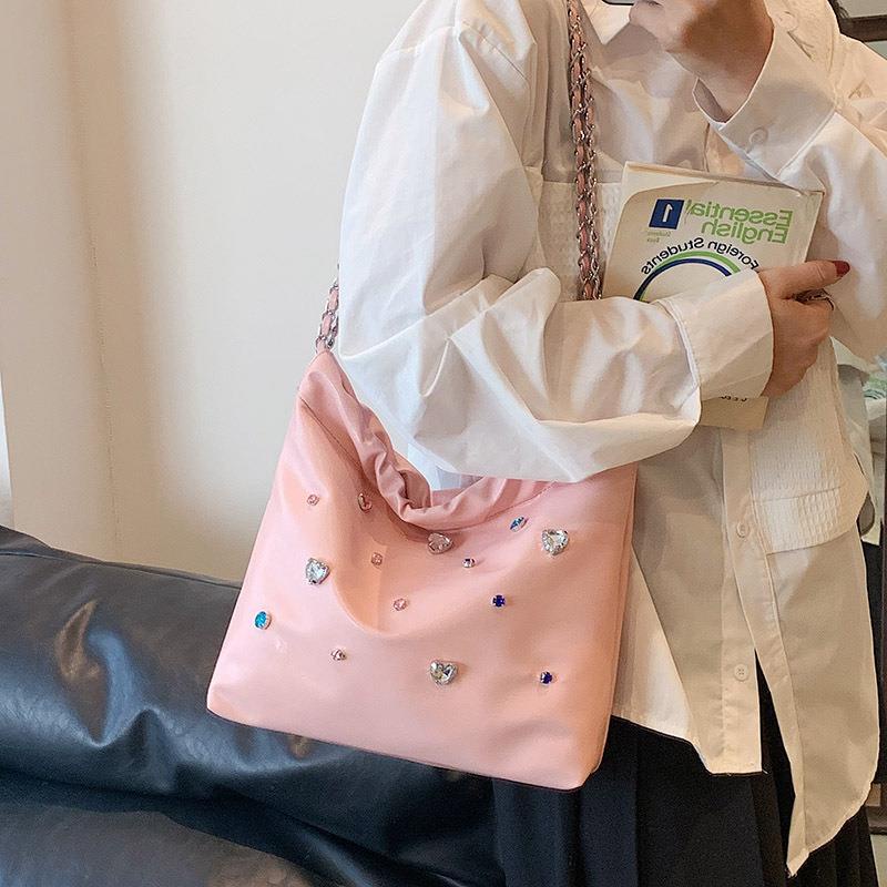 Túi Xách Da PU Đeo Chéo Đính Kim Cương Màu Sắc Thời Trang Phong Cách Pháp Hàng Mới 2023 Dành Cho Bạn Nữ